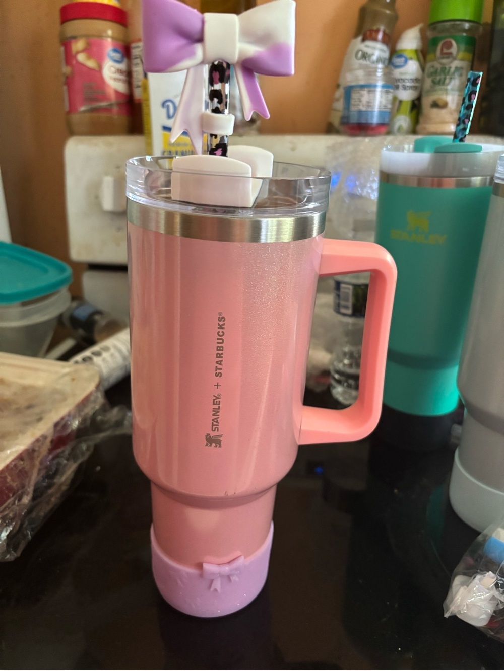 Stanley Pink Glitter Travel Mug with Handle